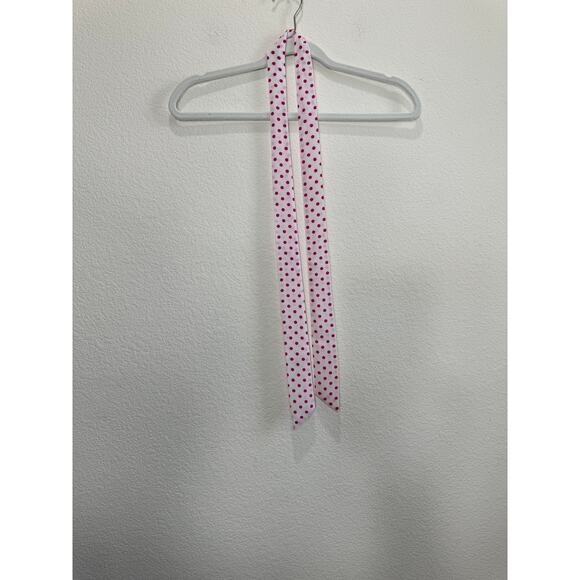 NWOT White and Pink Polkadotted Scarf Ascot Tie - Picture 5 of 6